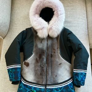 Incredible parka made from sealskin, Arctic fox, and commander fabric Size S